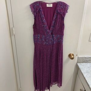 BA&SH Purple Printed Chiffon Wrap Dress